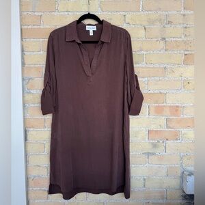 Bella Dahl Brown Chambray Shirt Dress